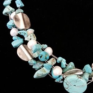 Turquoise Multi strand Choker Necklace